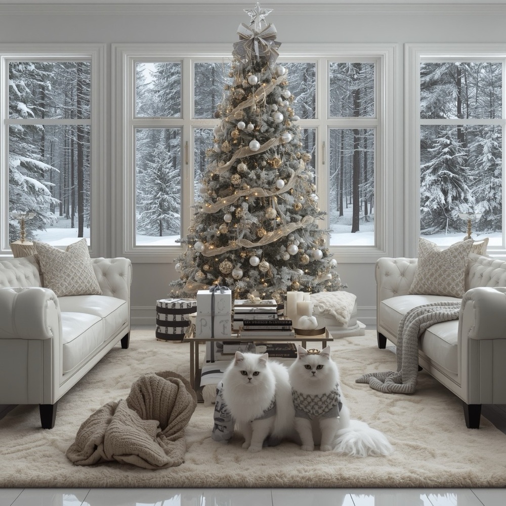 HANDCRAFTED digital art print Luxurious Silver and Gold Holiday Tree wall decor - Picture 3 of 15